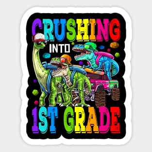 Crushing Into 1st Grade Monster Truck Dinosaur T Rex Sticker